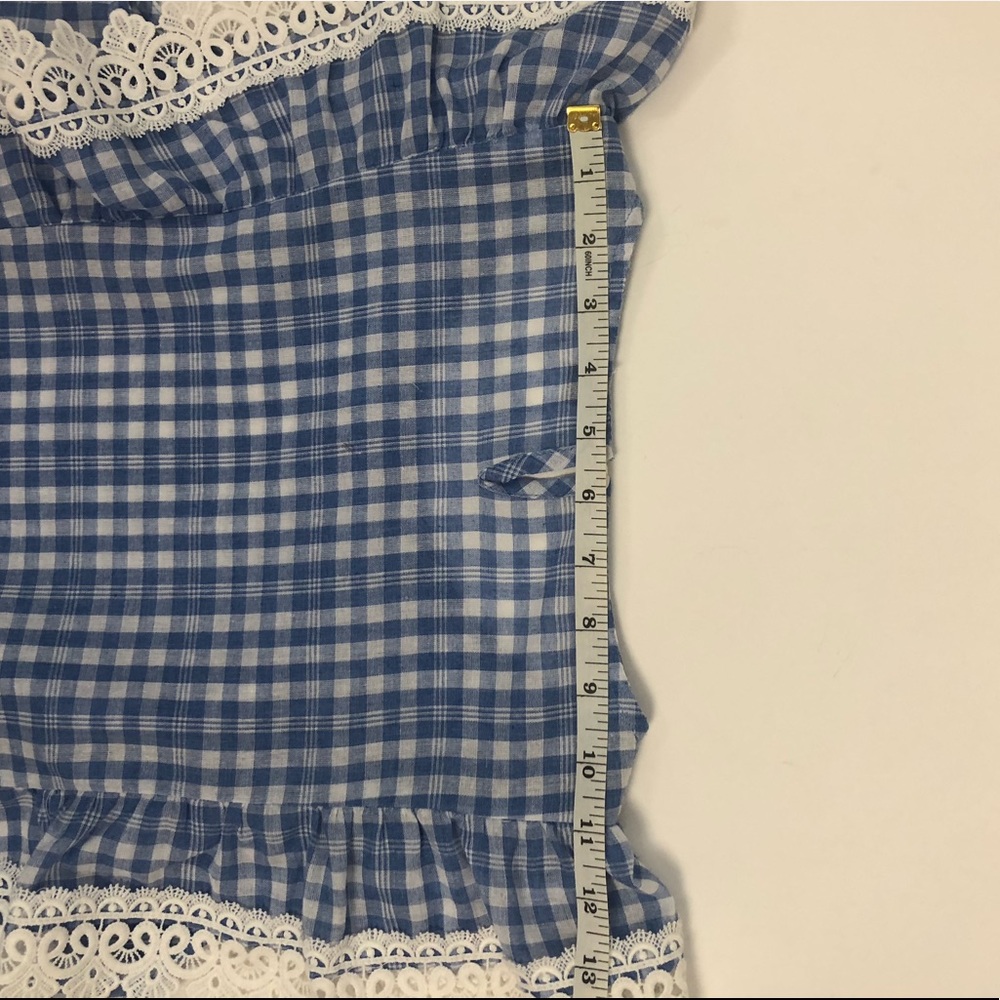 Baby Blue Gingam Ruffle Top Size Small - Picture 12 of 12